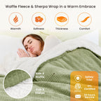 blunique King Heated Blanket, Sage Green, 90x100 Inches, Fast Heating, 6 Levels, Auto Off