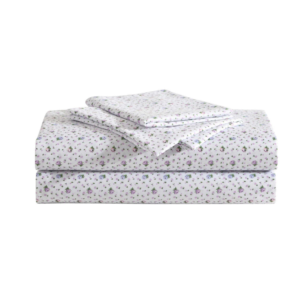 Betsey Johnson - King Bed Sheets, Soft & Lightweight Bedding, Fade & Wrinkle Resistant (Pretty Floral Ditsy Purple, King)