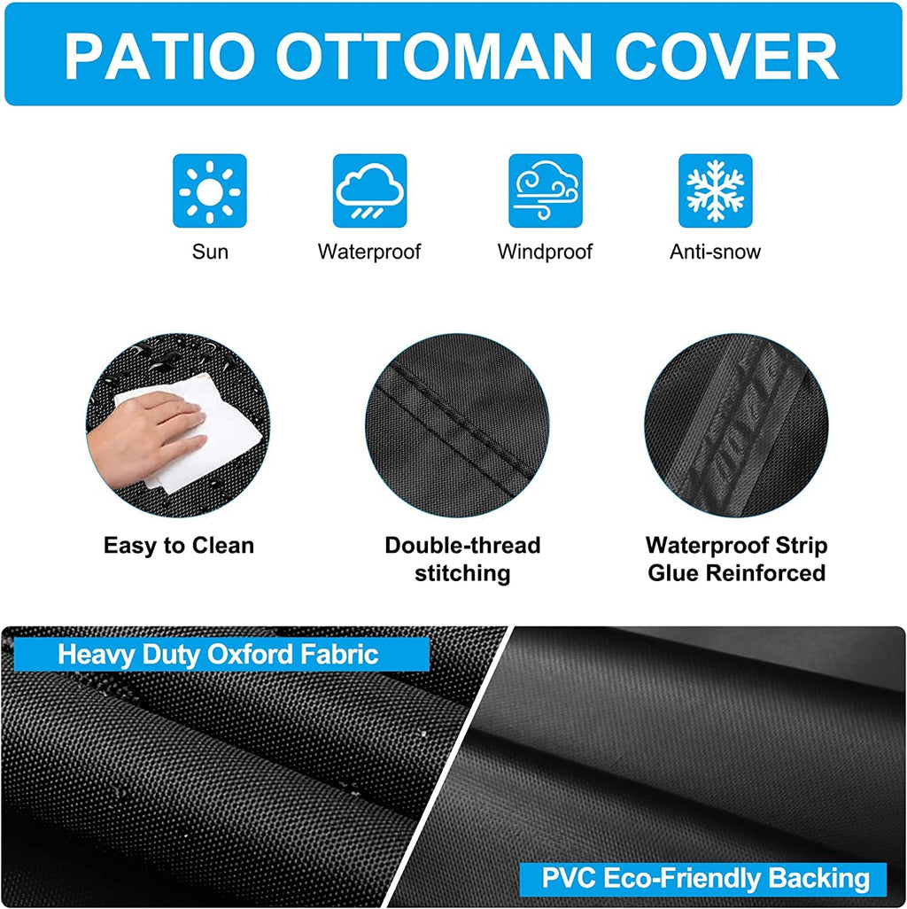 Patio Table Cover 100% Waterproof, 64X45X28 Inch Outdoor Table Cover Rectangular, Patio Furniture Cover For Dinning Furniture, Picnic Coffee Tables Chairs And Sofas, Black