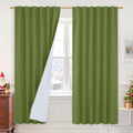 LAMIT Olive Green 100% Blackout Linen Curtains, 80 Inch Linen Textured Living Room Bedroom Drapes Room Darkening Back Tab and Ro