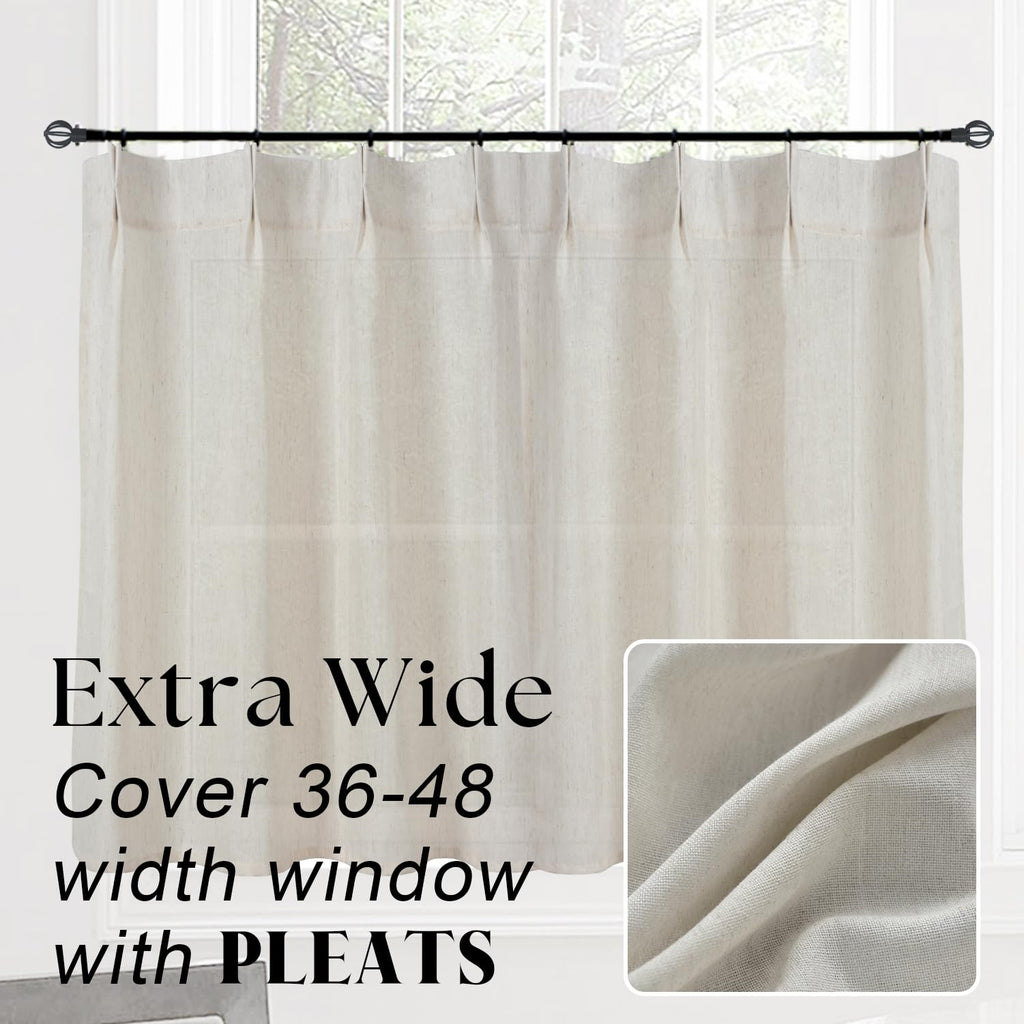 Bathroom Curtains Window,Small Greige Beige Natural Linen Farmhouse Kitchen Window Curtains