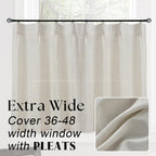 Bathroom Curtains Window,Small Greige Beige Natural Linen Farmhouse Kitchen Window Curtains