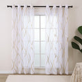 L.Z.E Gold White Sheer Curtains 96 Inches Long 2 Panels Set For Living Room Bedroom See Through Sheer Curtains & Drapes Grommet