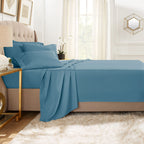 Clara Clark Full Sheets, 6 Piece Set - Hotel Luxury Sheets For Full Size Bed, Super Soft Bedding Sheets & Pillowcases, Full Size Sheets, Blue Heaven