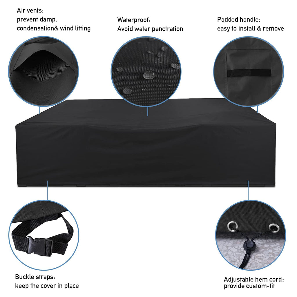 Akefit Patio Furniture Set Cover 500D Outdoor Sectional Covers,Outdoor Table Sofa Set Covers Waterproof Resistant Large Outdoor Furniture Set Covers,98' L X 78' W X 28' H,Black