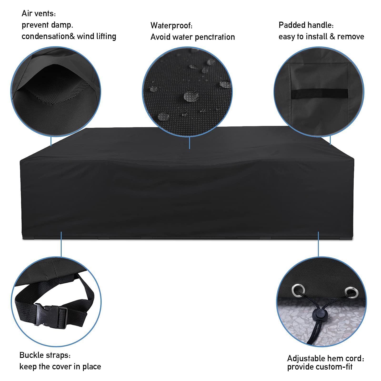 Akefit Patio Furniture Set Cover 500D Outdoor Sectional Covers,Outdoor Table Sofa Set Covers Waterproof Resistant Large Outdoor Furniture Set Covers,98' L X 78' W X 28' H,Black