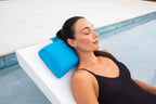 Rezvani Headrest Pillow For Patio Chaise Lounge, In Pool Lounger On Ledge With Non-Slip Weighted Tail And Cellphone Pocket, Quic