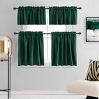 Donren 2 Panels -16 Inch Length Dark Hunter Green Blackout Valances For Windows - Bedroom Small Window Valances For Home Decorat