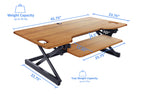 Rocelco 46" Large Height Adjustable Desk Converter, Sit Stand Up Triple Monitor Computer Workstation Riser, Retractable Keyboard Tray, Teak/Black