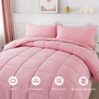 Downcool Queen Comforter Set -All Season Bedding Comforters Sets With 2 Pillow Cases-3 Pieces Bedding Sets Queen -Down Alternati