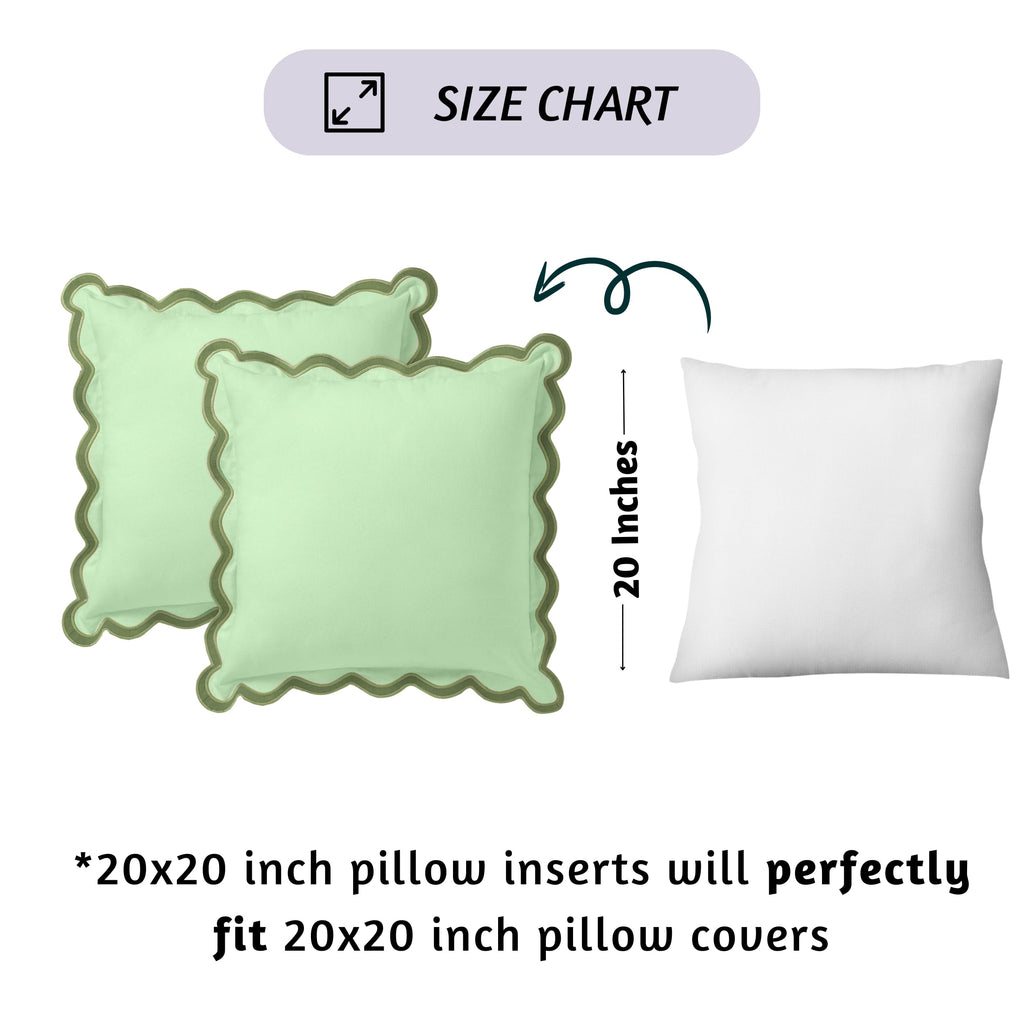Folkulture Throw Pillow Covers 20X20, Set Of 2 Throw Pillows For Couch Pillows For Living Room, Boho Throw Pillows, Scalloped Pi