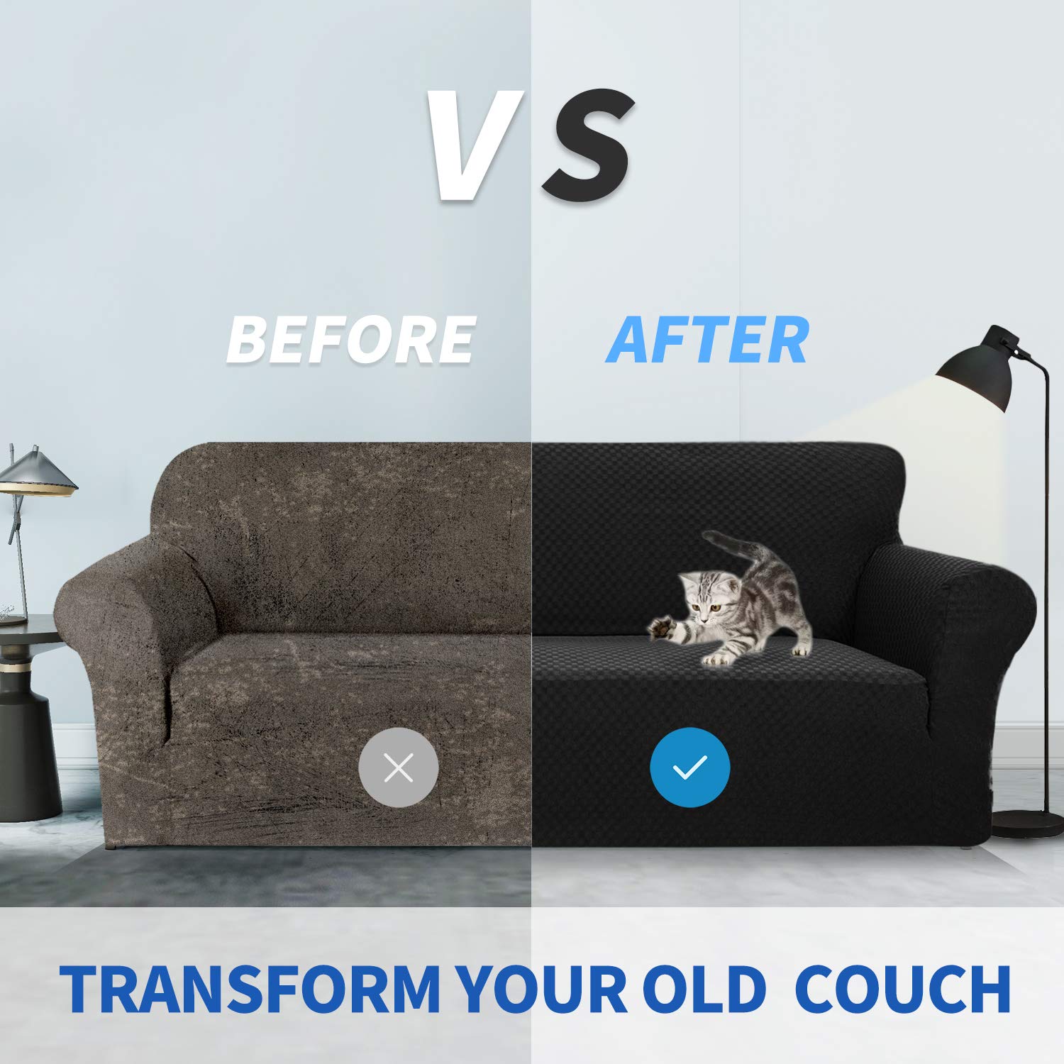 Znsayotx 1 Piece Jacquard Couch Covers For 2 Cushion Couch High Stretch Loveseat Slipcover For Pets Dogs Anti Slip Love Seat Sofa Slipcover Furniture Protector (Loveseat, Peacock Blue)
