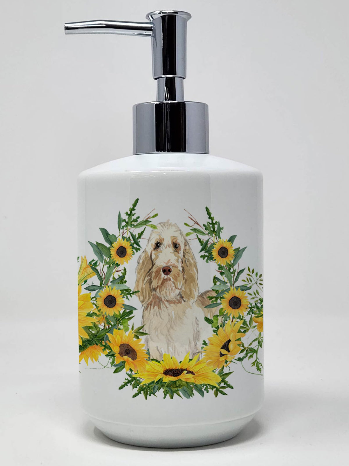 Caroline's Treasures CK2959SOAP Siberian Husky in Sunflowers Ceramic Soap Dispenser Hand Soap Dispenser Pump Bottles for Bathroo