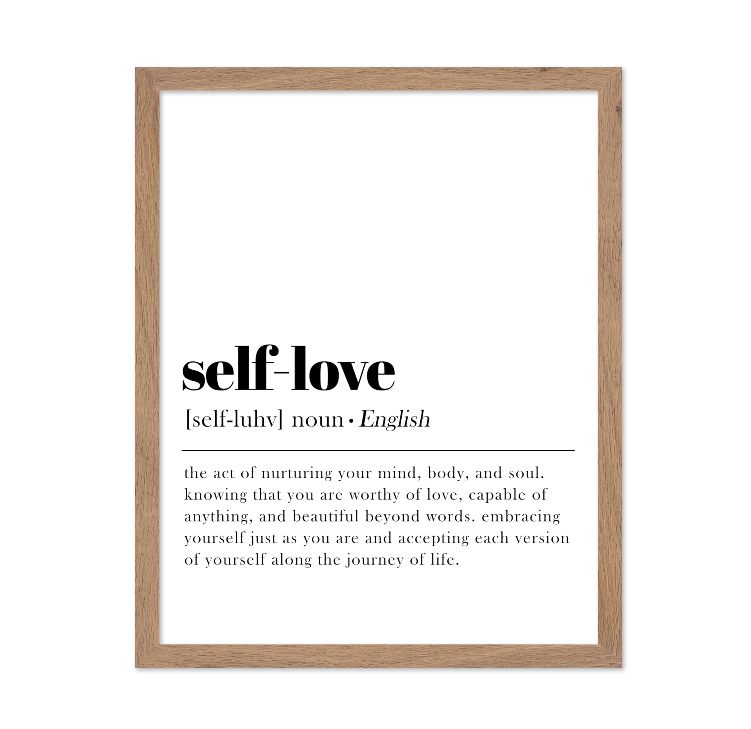Poster Master Typography Poster - Dictionary Print - Self Love Definition, Nurturing your Mind and Soul, Worthy, Motivational - 