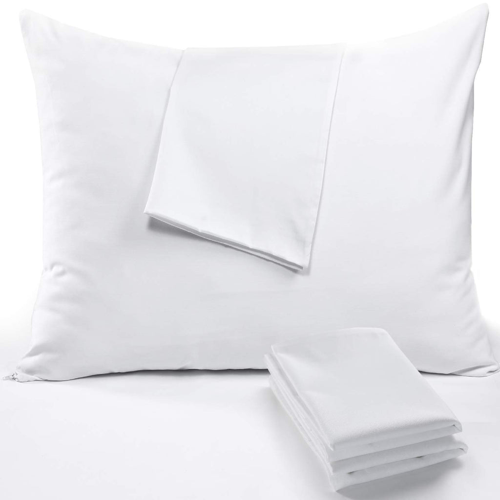Niagara 8 Pack Standard Pillow Protectors With Zipper, Premium Cotton Sateen Blend Tight Weave Lab Tested Non Noisy Zip Covers B