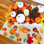 100Pcs Acrylic Leaves Mini Pumpkins Acorns Maple Leaves Acrylic Fall Decorations, Thanksgiving Table Scatter Fall Vase Filler Ge