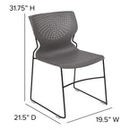 Flash Furniture Hercules Series 661 Lb. Capacity Gray Full Back Stack Chair With Black Powder Coated Frame