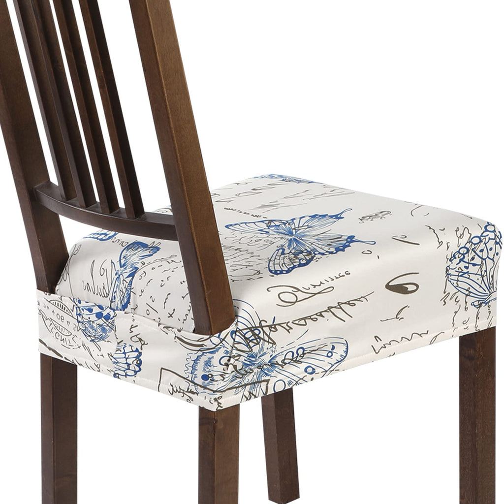 Searchi Stretch Dining Chair Seat Covers Set Of 2, Soft Removable Washable Seat Covers For Dining Chairs, Dining Room Seat Cover Protector (Rear-Covered, Butterfly)