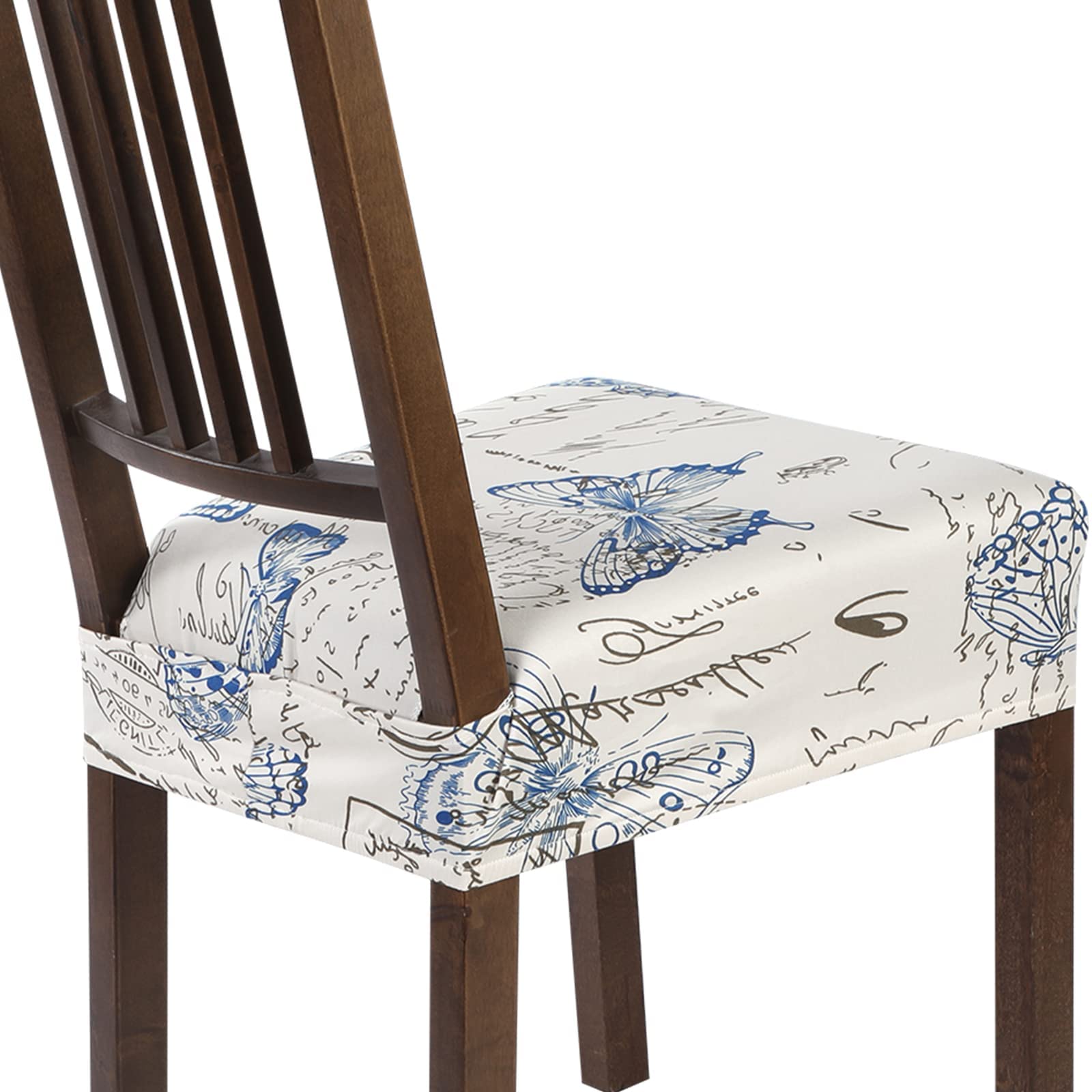 Searchi Stretch Dining Chair Seat Covers Set Of 2, Soft Removable Washable Seat Covers For Dining Chairs, Dining Room Seat Cover Protector (Rear-Covered, Butterfly)