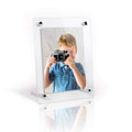 ArtToFrames Floating Acrylic Frame for Pictures Up to 4x6 inches (Full Frame is 8x10) with Chrome Desktop Hardware, Acrylic-109-