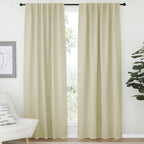 Nicetown Living Room Room Darkening Curtains, Soft And Smooth Fabric Draperies And Panels, Privacy Energy Smart Curtains For Patio Door (Beige, 52' Wide X 84' Long, 2 Pcs