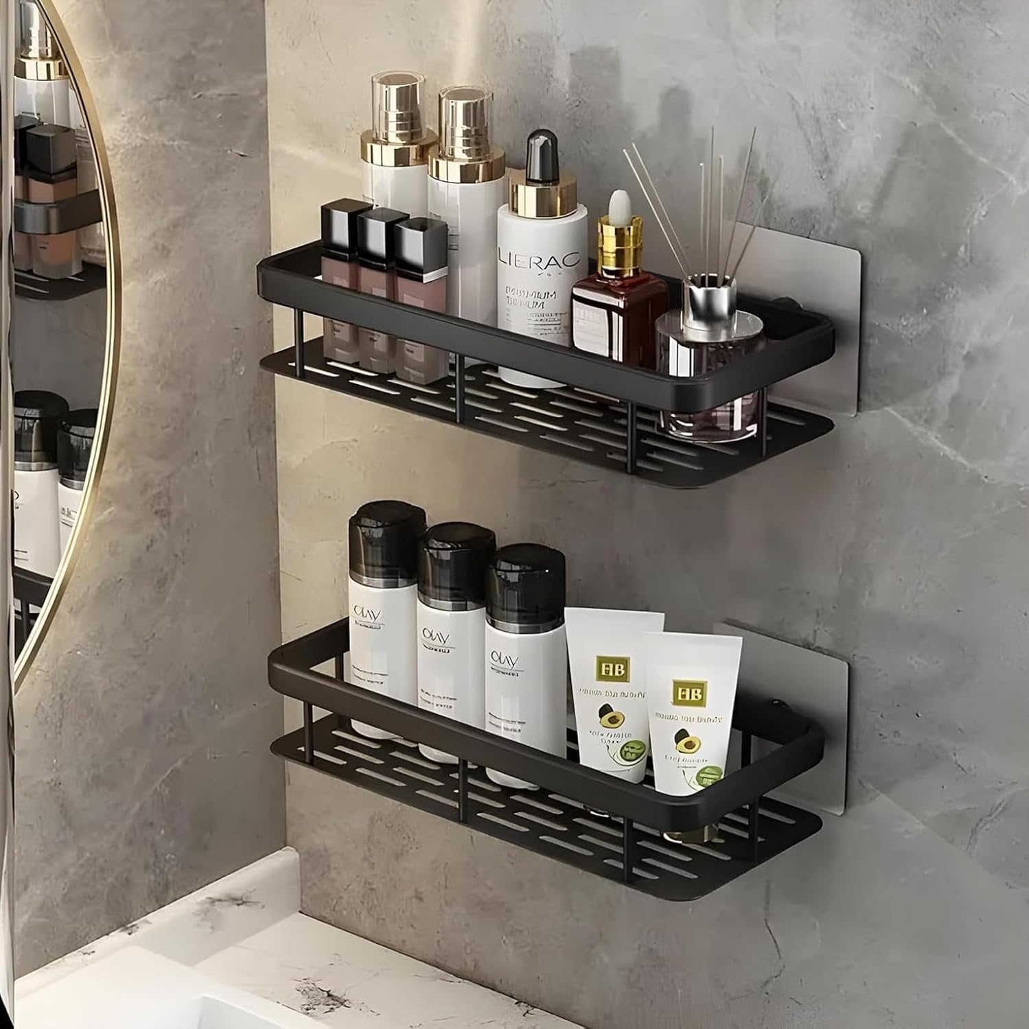 Xmart India Plastic SelfAdhesive Bathroom Shelves Multipurpose WallMounted Storage Organizer For Kitchen No Drill Bathroom Org