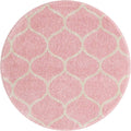 Unique Loom Trellis Frieze Collection Area Rug - Rounded (3' Round, Light Pink/ Ivory)