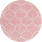 Unique Loom Trellis Frieze Collection Area Rug - Rounded (3' Round, Light Pink/ Ivory)