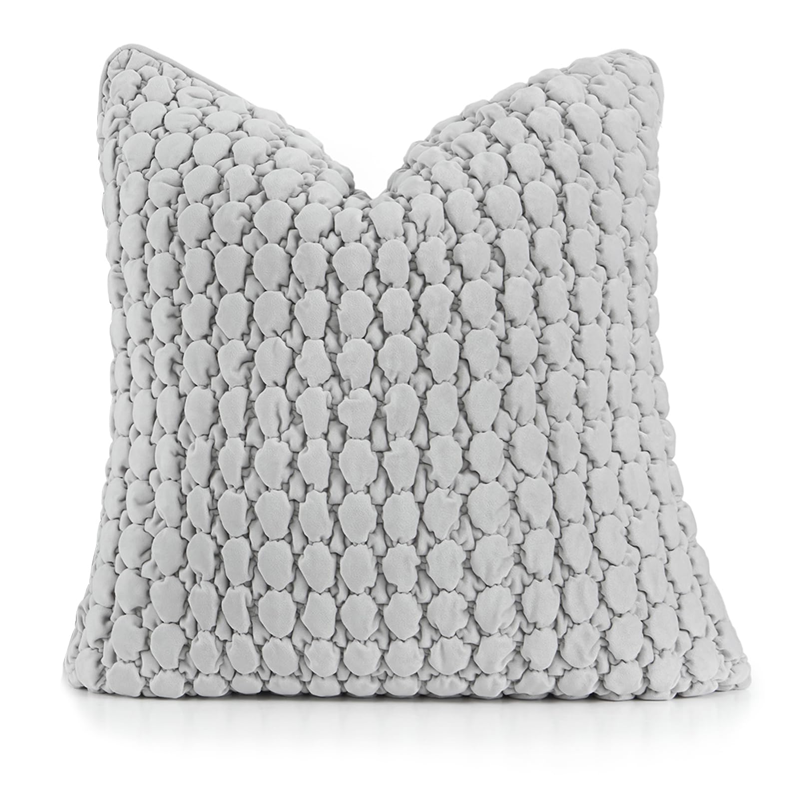 Cocoploceus 1 Piece Euro Sham Gray 26X26 Pillow Covers Decorative Farmhouse Euro Shams Velvet Square Cushion Covers Soft Bubble
