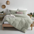 Mildly Super Soft Duvet Cover - 100% Washed Microfiber October Mist Sage Comforter Cover Set 3 Pieces With Zipper Closure & Corn