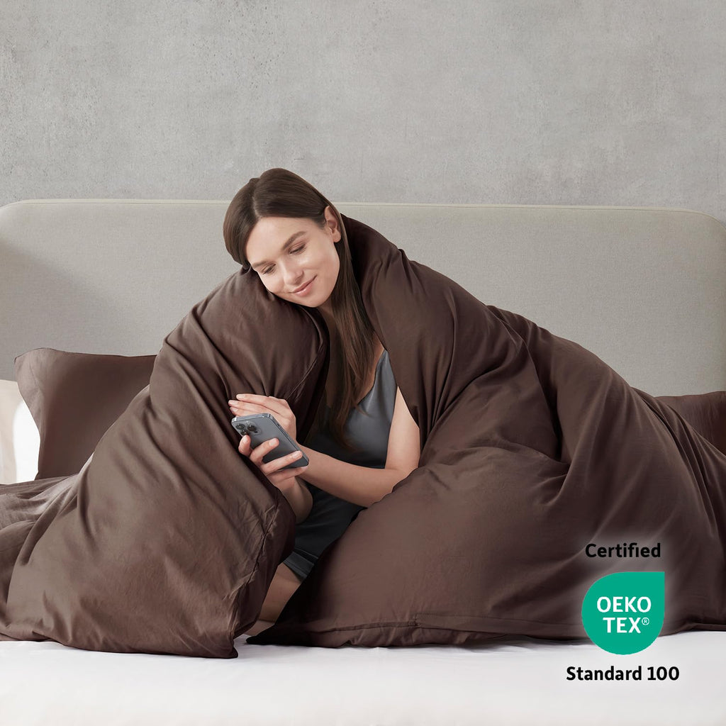 Nestl Chocolate Brown Duvet Cover King Size - Soft Prewashed King Duvet Cover Set, 3 Piece, With Zipper Closure, 1 Duvet Cover 104X90 Inches And 2 Pillow Shams - No Comforter