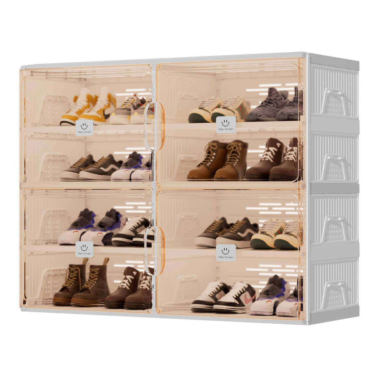 SPIEEK Foldable Shoe Rack Organizer for Entryway with Clear Magnetic Doors  Large Capacity Shoe Cabinet for Boots, Sneakers & A