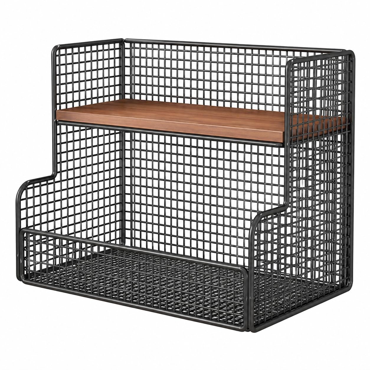 Zoomella 40Cm Metal Wood Shelving Unit, 2 Tier Cupboard Organiser For Kitchen, Creative Desk Microwave Shelf, Dust & Moisture Re