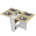 Tiptiper Folding Dining Table, Versatile Dinner Table with 6 Wheels and 2 Storage Racks, Space Saving Dining Room Table, Folding