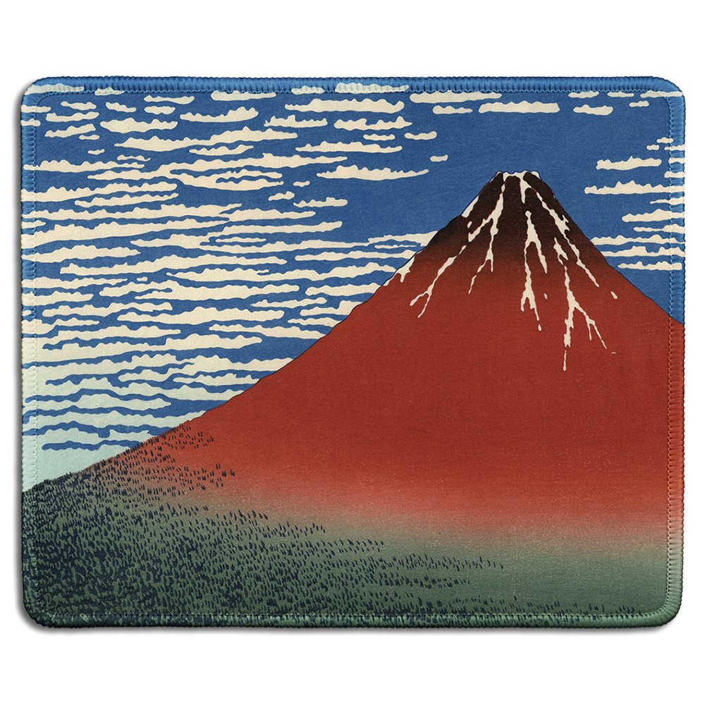 Dealzepic - Art Mousepad - Natural Rubber Mouse Pad With Famous Fine Art Painting Of Red Fuji (Mount Fuji In Clear Weather) By K