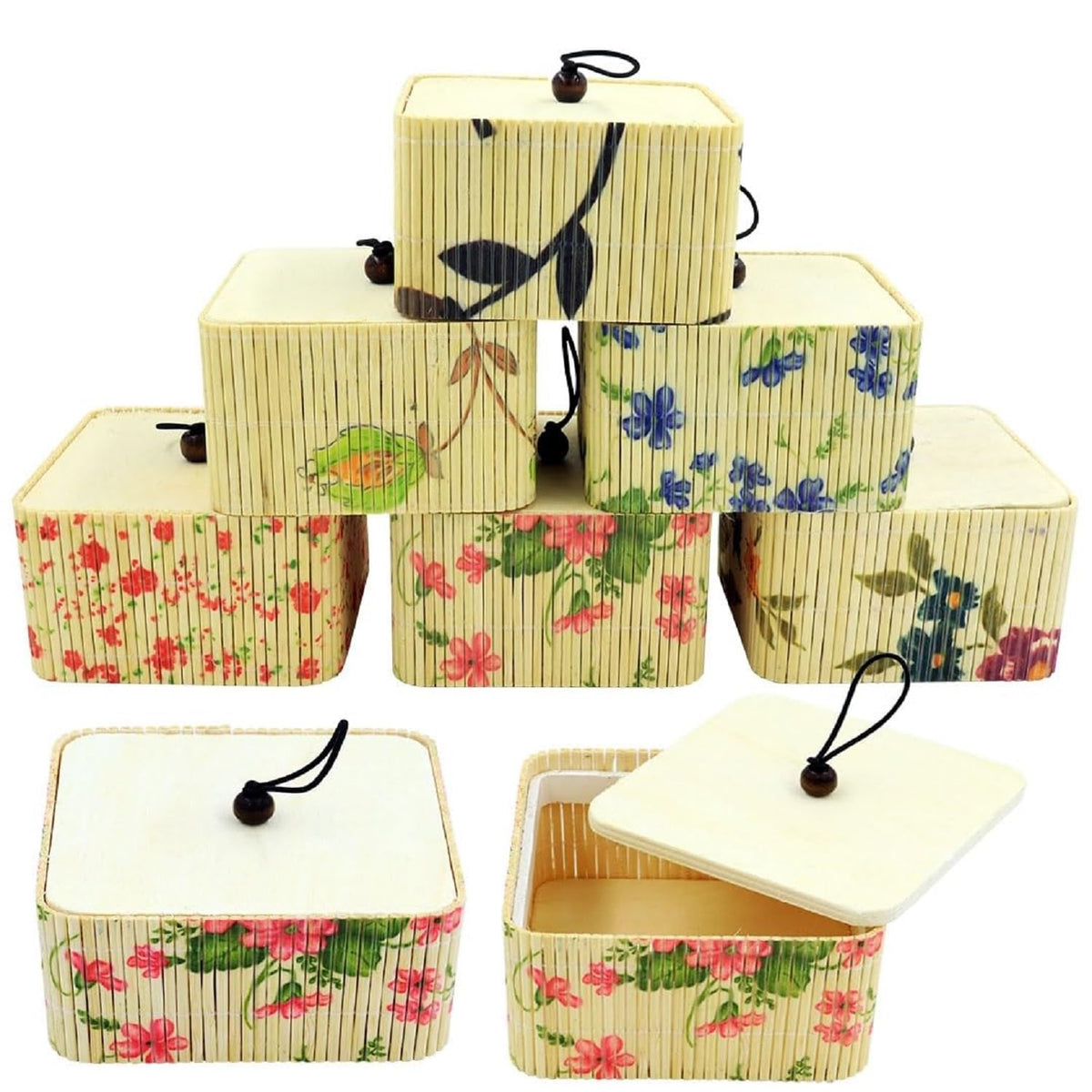 Lansing Bamboo Jewellery Box | EcoFriendly Wooden Storage Boxes with Lid | Natural Organizer for Rings, Earrings, Necklaces & T