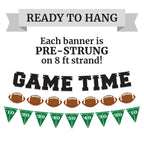 Pre-Strung Game Time Football Banner - No Diy - Football Party Banner - Pre-Strung Garland On 6 Ft Strands - Football Birthday P
