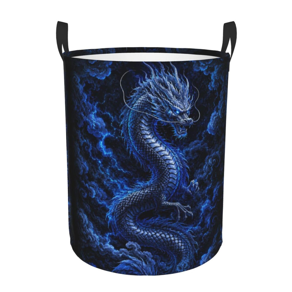 Laundry Basket Dirty Clothes Hamper for Bedroom Blue Cloud Dragon