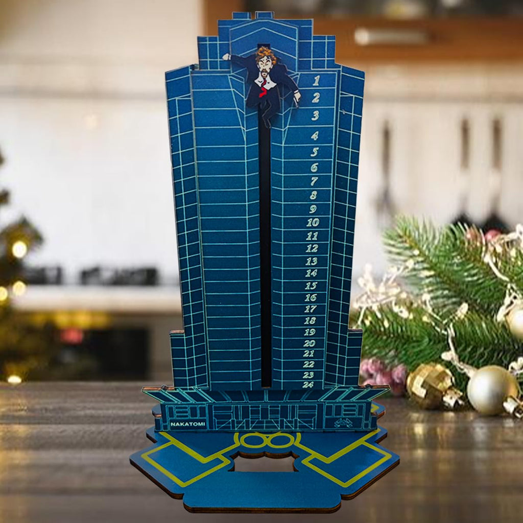 Advent Calendar Die Hard 2024,Halloween Christmas Countdown Calendar, 24 Days Tabletop Wooden Ornament Halloween Christmas Dieha