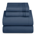 Hearth & Harbor King Size Sheets - 4 Piece Bed Sheet Set, Hotel Luxury Double Brushed Bed Sheets - Extra Soft Bedding Sheets & Pillowcases, King, Navy Blue