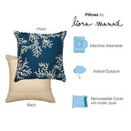 Liora Manne Marina Indoor/Outdoor Power Loomed Easy Care Pillows, 12' X 18', Coral Edge Navy