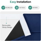 Homeideas 100% Blackout French Door Curtains, Privacy Door Curtains For Door Window, 34 X 40 Inch Room Darkening Curtains, Thermal Insulated Door Window Shades For Bedroom, (1 Panel, Navy Blue)