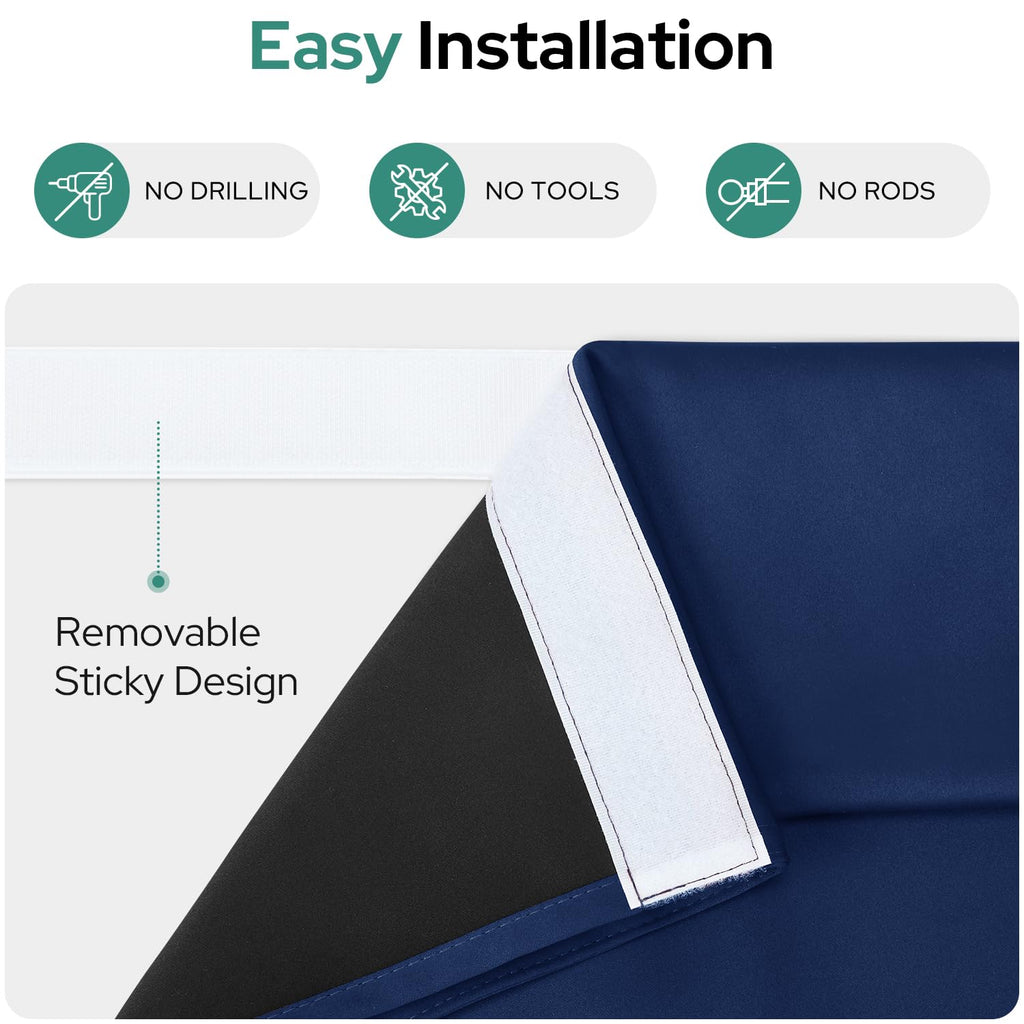 Homeideas 100% Blackout French Door Curtains, Privacy Small Door Curtains For Door Window, 26 X 12 Inch Door Shades For Front Door, Thermal Insulated Door Window Covering, (1 Panel, Navy Blue)