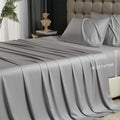 Hyprest Grey Sheets Queen- Rayon Derived From Bamboo, Silk Soft Breathable No Sweat Cooling Sheets For Hot Sleepers,Extra Deep P