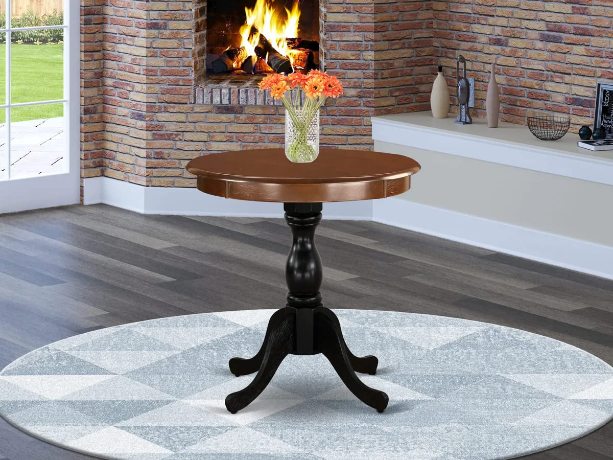 East West Furniture Est-Mbl-Tp Eden Dining Table - A Round Kitchen Table Top With Pedestal Base, 30X30 Inch, Mahogany & Black