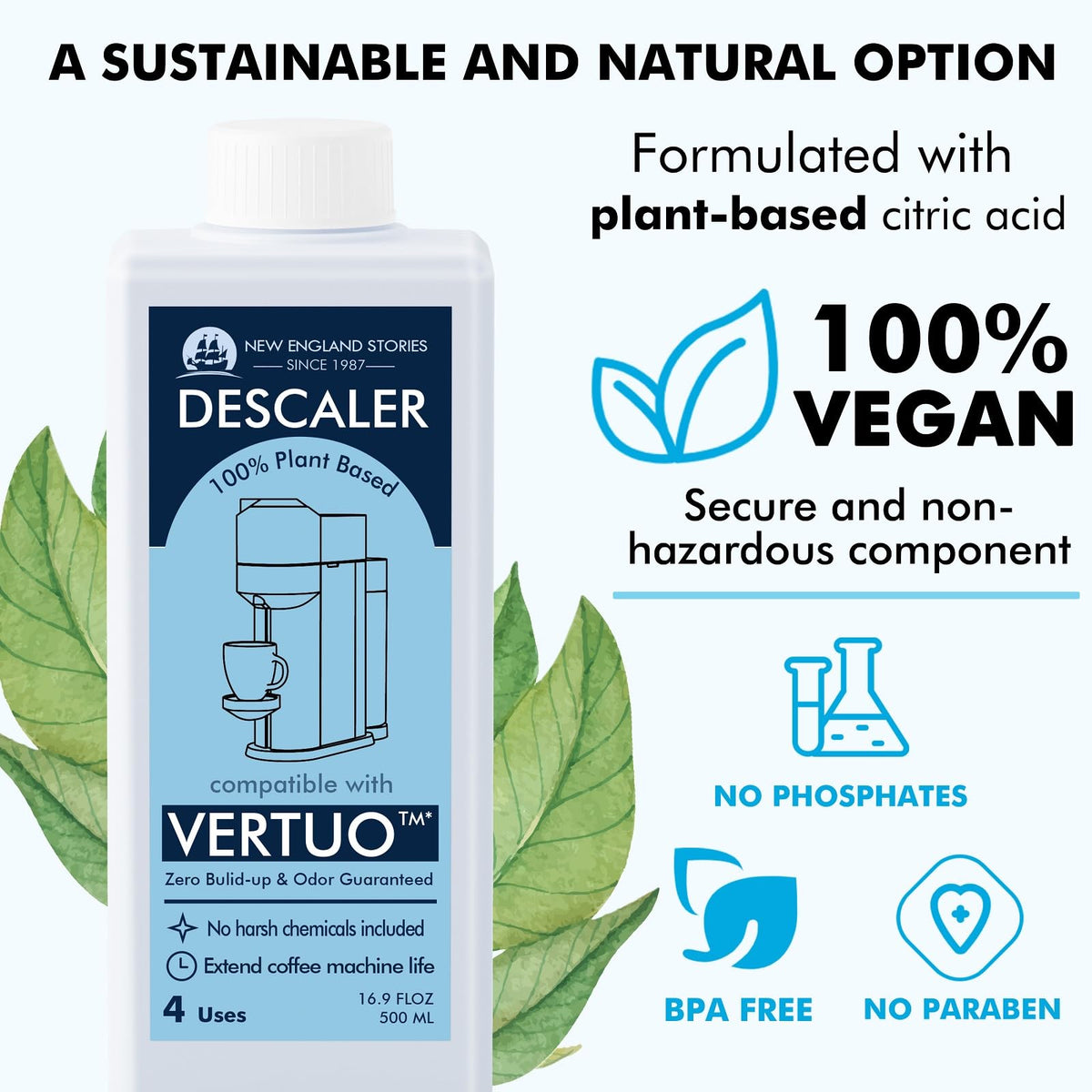 Nespresso Compatible Descaling Kit, Total 8 Uses, Eco-Friendly Formula To Clean Coffee Machine, Vertuoline Compatible Descaling