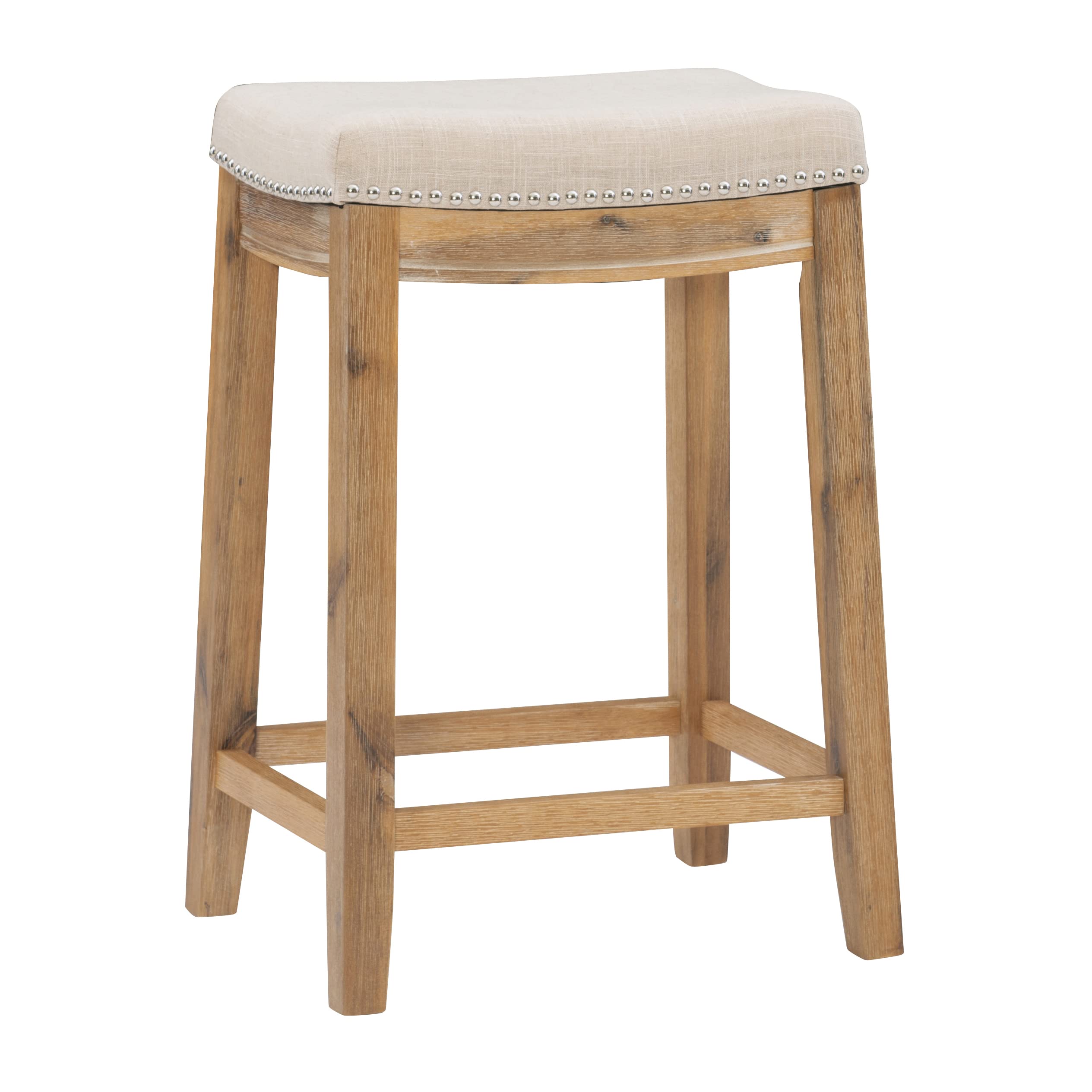 Linon Home D  cor Kingston Acacia Counter Stool, Brown