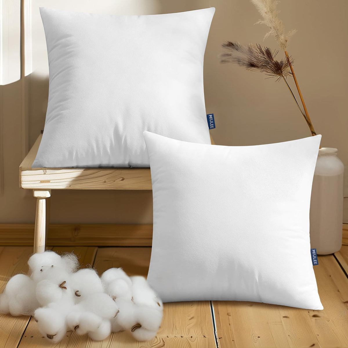 Miulee Set Of 2 Throw Pillow Inserts 20X20 Inches, Nowoven Decorative Pillow Inserts For Living Room