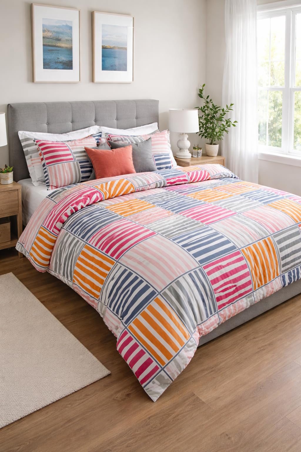 Rjvt Microfiber 4Pc Bedding Set For Double Bed | Soft & Breathable | All Season | Machine Washable 1 Comforter,1Bed Sheet And 2