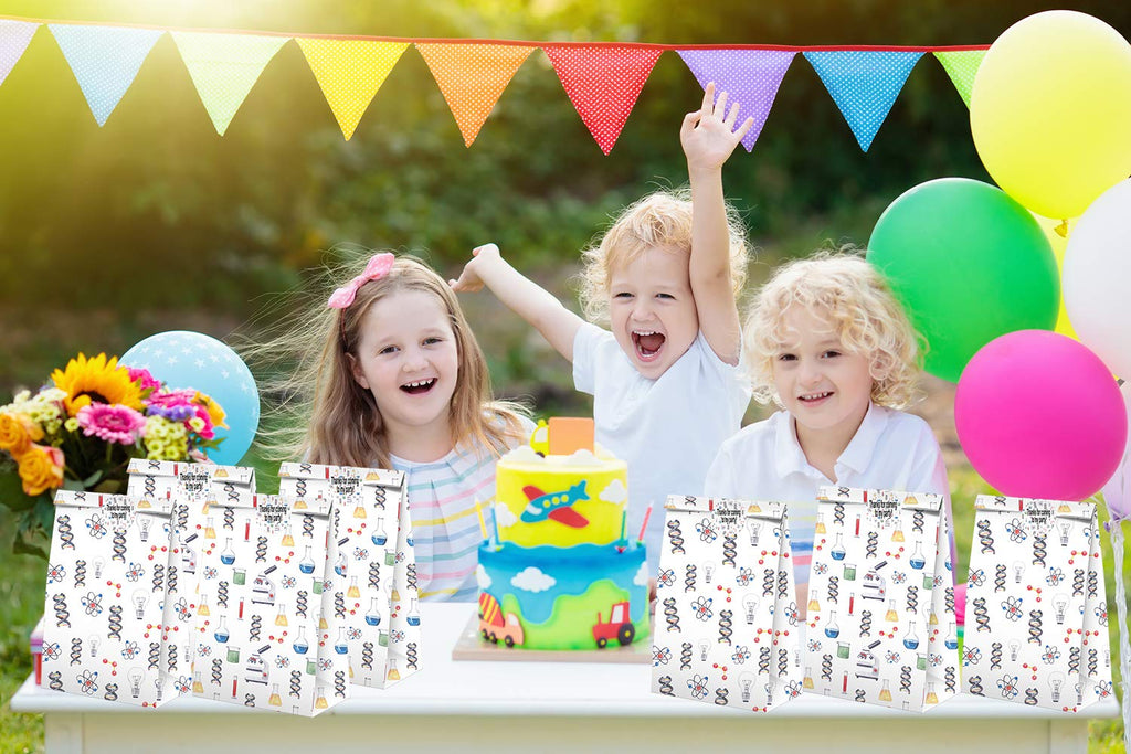 Science Party Favors Candy Bags With Stickers - Science Goodie Gift Treat Bags - Science Themed Birthday Party Supplies